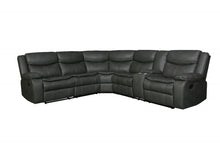 Load image into Gallery viewer, Polyester Blend Reclining U Shaped Three Piece Corner Sectional With Console - Gray