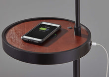 Load image into Gallery viewer, Tray Table Floor Lamp With Beige Drum Shade - Black