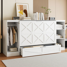 Load image into Gallery viewer, Twin Size Murphy Bed With Bedside Shelves And Wardrobe - White