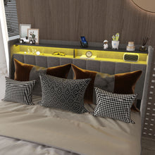 Load image into Gallery viewer, Bed With LED Lights, 4 Drawers, Winged Headboard Upholstered