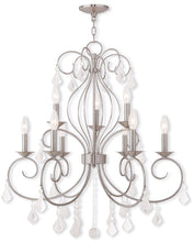 Load image into Gallery viewer, Nine Light Metal Dimmable Chandelier With Shades - Nickel / Clear