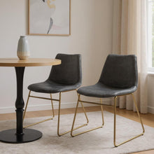 Load image into Gallery viewer, Velvet Metal Dining Side Chairs (Set of 2) - Dark Green / Gold
