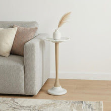 Load image into Gallery viewer, Marble Round Pedestal End Table - White