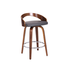 Load image into Gallery viewer, Faux Leather And Iron Low Back Counter Height Swivel Bar Chair - Gray And Brown