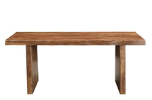Load image into Gallery viewer, 74" Wood Double Pedestal Base Live Edge Dining Table - Brown