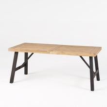 Load image into Gallery viewer, Outdoor Weather Resistant Dining Table With Slat Panel Design - Natural / Gray