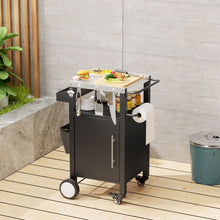 Load image into Gallery viewer, Outdoor Grill Cart With Storage, Rolling Bar Cart With Hooks And Spice Rack Stainless Steel