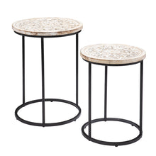 Load image into Gallery viewer, Distressed Wood And Iron Round Nested Tables (Set of 2) - Black / White