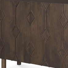 Load image into Gallery viewer, 36" Solid Wood Carved Geometric Accent Cabinet With Two Doors - Dark Brown