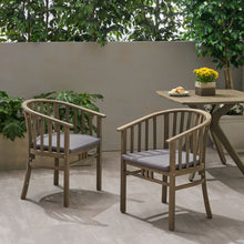 Load image into Gallery viewer, Outdoor Wooden Dining Chairs With Cushions (Set of 2)