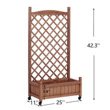 Load image into Gallery viewer, Raised Garden Bed With Trellis 2 Pack, Outdoor Planter Box & Plant Stand With Climbing Racks - Brown