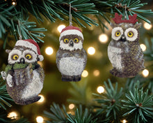 Load image into Gallery viewer, Owl Figurine (Set of 3) (552241) - Brown / White / Red