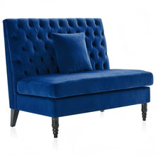 Load image into Gallery viewer, Velvet Loveseat - Navy Blue / Black