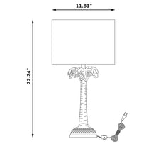 Load image into Gallery viewer, Tropical Coconut Tree Table Lamp With White Drum Shade - Gold