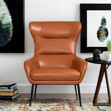 Load image into Gallery viewer, Faux Leather Wingback Chair - Orange And Black