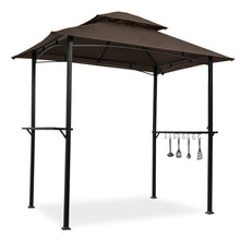 Load image into Gallery viewer, Outdoor Grill Gazebo With Double Tier Soft Top Canopy, Steel Frame, Bar Counters & Hook