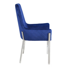 Load image into Gallery viewer, Upholstered Velvet Dining Side Chairs (Set of 2) - Blue / Silver