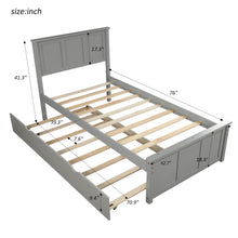 Load image into Gallery viewer, Platform Bed With Twin Trundle And Frame, Twin Size - Gray
