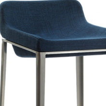 Load image into Gallery viewer, Stainless Steel Low Back Bar Height Bar Chair - Blue And Silver