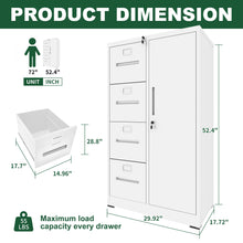 Load image into Gallery viewer, Metal Storage Vertical Filing Cabinet With Lock, 4 Drawers, 1 Door, Steel Construction, School / Office Use