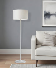 Load image into Gallery viewer, Metal Floor Lamp With White Drum Shade - White