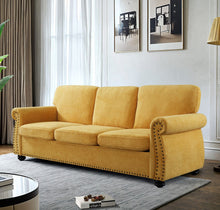 Load image into Gallery viewer, Soft Sofa, Upholstered 3 Seater Couch With High Density Foam, Loose Back Cushions And Turned Legs