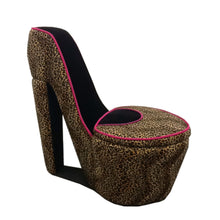 Load image into Gallery viewer, 32.86" Faux Suede Animal Print Side Chair - Brown