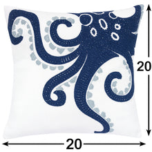 Load image into Gallery viewer, Octopus Patterned Pillow Cover With Matching Back - White