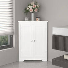 Load image into Gallery viewer, Corner Cabinet With 2 Doors And Adjustable Shelves, Freestanding Narrow Storage Organizer For Bathroom - White