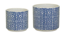 Load image into Gallery viewer, Medallion Round Pot Planters (Set of 2) - Blue / White