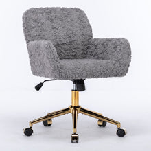 Load image into Gallery viewer, Office Chair, Artificial Rabbit Hair Home Office Chair With Metal Base, Adjustable Desk Chair Swivel Office Chair, Vanity Chair