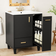 Load image into Gallery viewer, Bathroom Vanity With Sink, Deep Drawer And Pull Out Basket, Rectangular Design - Black