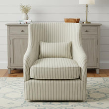Load image into Gallery viewer, Polyester Blend Striped Swivel Lounge Chair - Natural