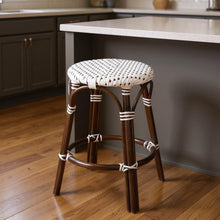 Load image into Gallery viewer, Rattan Backless Counter Height Bar Chair - Dark Brown White And Brown