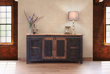 Load image into Gallery viewer, Solid Wood Cabinet Enclosed Storage, Distressed TV Stand - Black