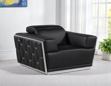 Load image into Gallery viewer, 47" Italian Leather Club Chair - Black / Silver