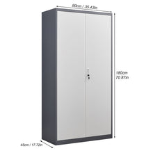 Load image into Gallery viewer, Wardrobe With Hanging Rod And Compartments, Lockable Closet With Locks & Keys For Bedroom - Gray