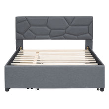 Load image into Gallery viewer, Upholstered Platform Bed With Brick Pattern Headboard And Twin Long Size Trundle