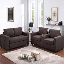 Load image into Gallery viewer, Modern Style 2 Piece Sofa Set With Cup Holders & Charging Port