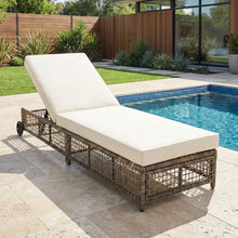 Load image into Gallery viewer, Outdoor Lounge Chair With 5 Position Backrest With Cushion And Wheels