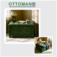 Load image into Gallery viewer, Square Tufted Storage Ottoman With Nailhead Trim