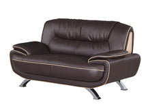 Load image into Gallery viewer, Faux Leather Love Seat - Silver / Brown