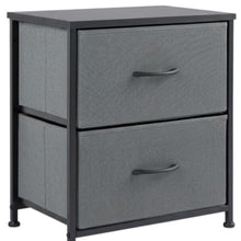 Load image into Gallery viewer, Fabric Metal And Wood Two Drawer Dresser - Black / Gray