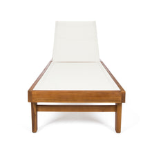 Load image into Gallery viewer, Outdoor Chaise Lounge With Acacia Wood Frame - White / Teak
