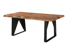Load image into Gallery viewer, 80" Solid Wood And Iron Live Edge Dining Table - Brown
