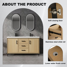 Load image into Gallery viewer, Original 60" Freestanding Bathroom Vanity With Double Resin Sink Plywood Soft Closing Doors & Drawers - Oak