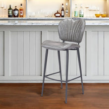 Load image into Gallery viewer, Faux Leather And Steel Low Back Bar Height Bar Chair - Gray And Black