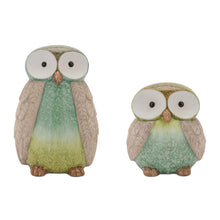 Load image into Gallery viewer, Owl Tabletop Sculpture (Set of 2) - Green / Blue