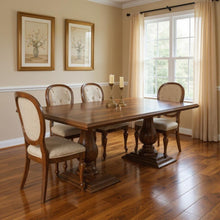 Load image into Gallery viewer, 75" Wood Double Pedestal Base Dining Table - Dark Brown