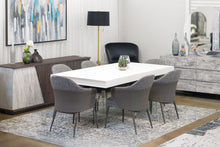 Load image into Gallery viewer, Wood Glass Trestle Base Dining Table - White / Clear